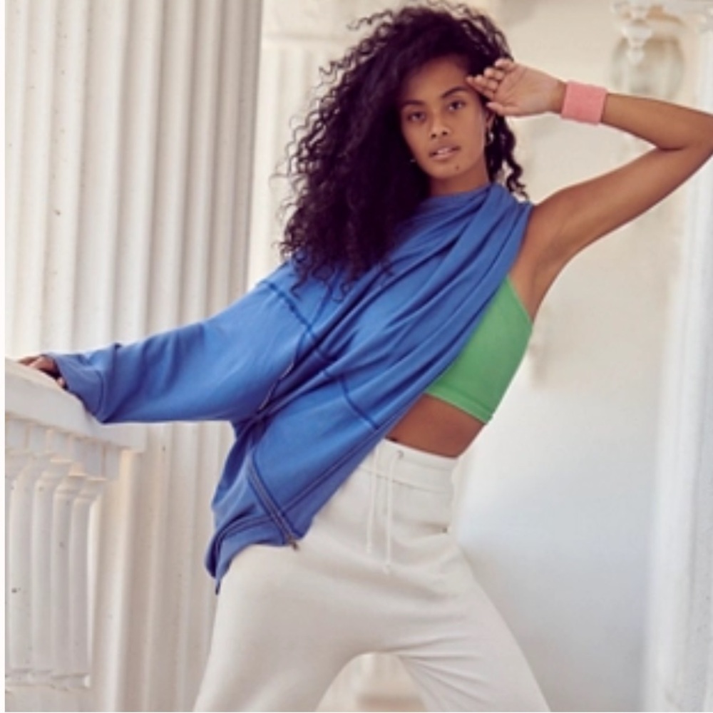 Free People Royal Blue Sweatshirt with side Zips
